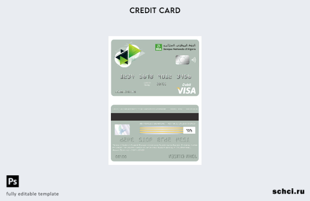 цифровая загрузка шаблона банковской карты Visa Algeria Banque Nationale d’Algér